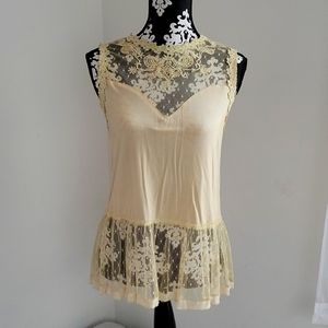 POL Sleeveless Blouse, Sz L, Antique Ivory